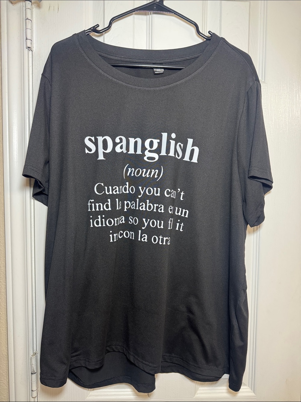 Black 'Spanglish' Graphic Short Sleeve Tee